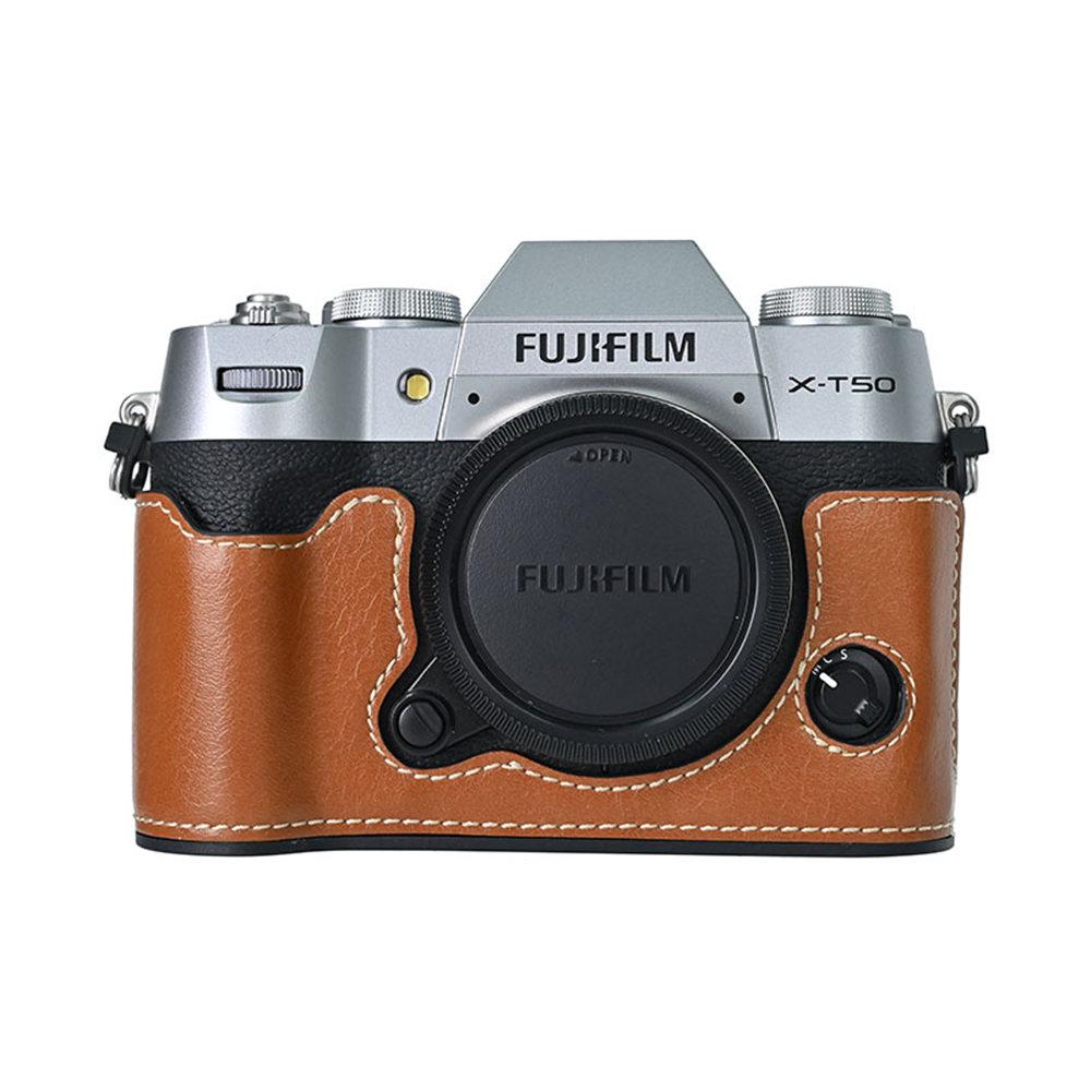 PU Leder Kamera Halbtasche für Fujifilm Fuji XT50 XT30 XT30II XT20 XT10 XT5 XS10 XS20 XH2 XH2S X100V Akku-Öffnungsklappe