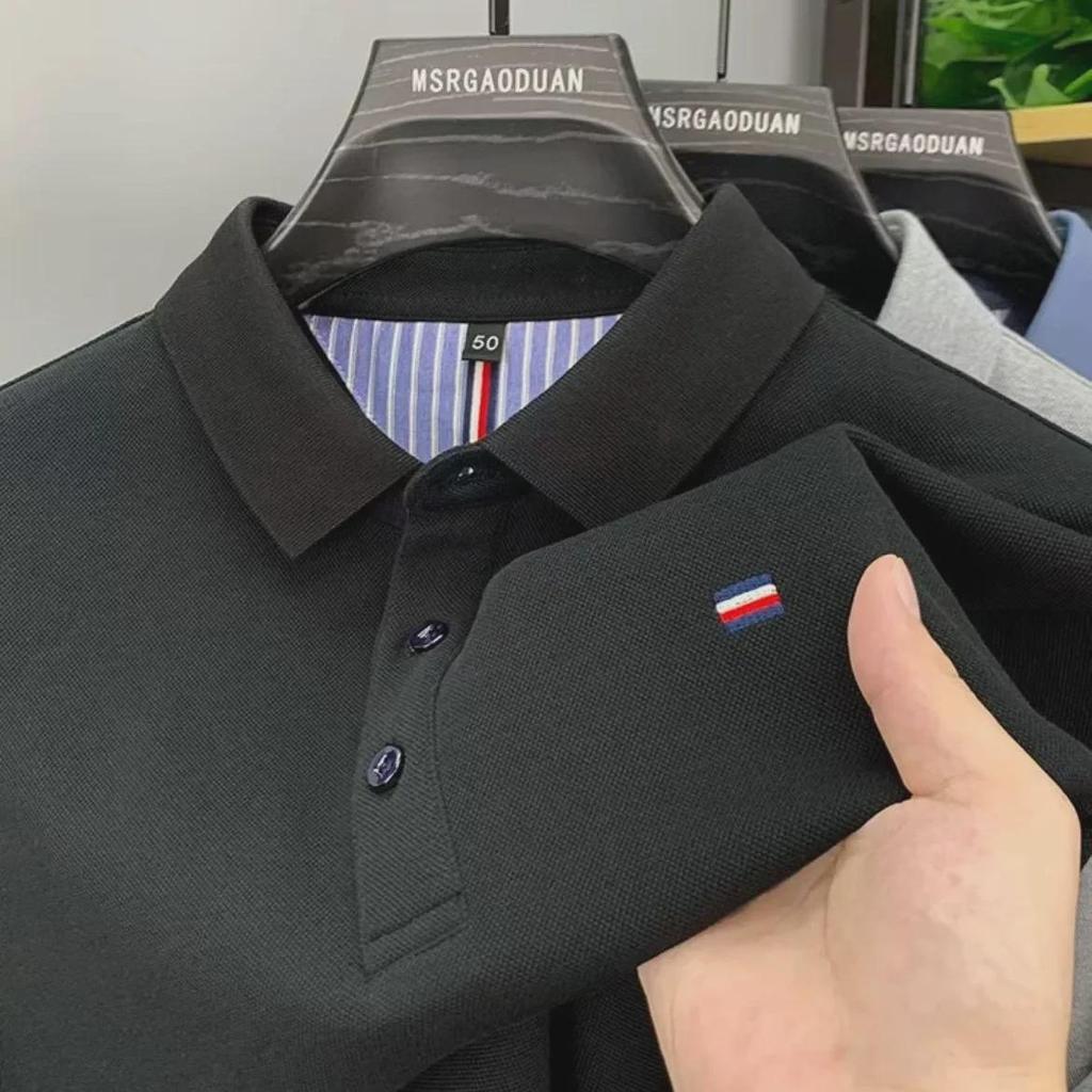 Men's 2024 Summer American Style Embroidered Golf Polo Shirt - Minimalist Short-Sleeved Collared T-Shirt