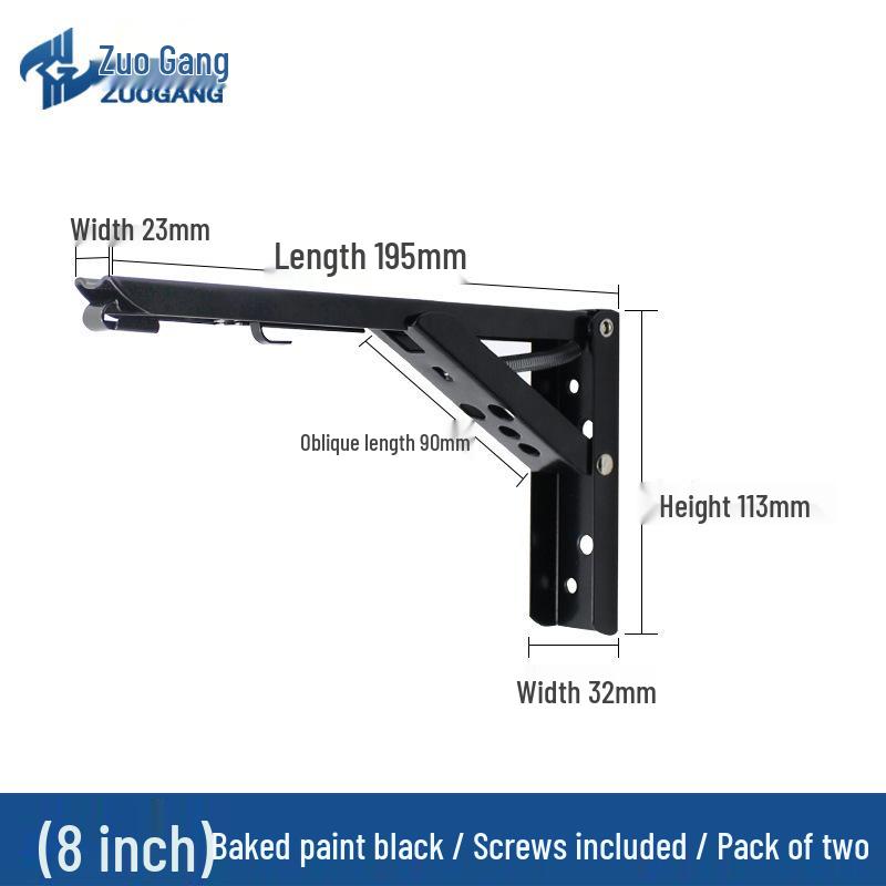 Stainless Steel Folding Triangle Bracket Wall Shelf Spring Rack F-Type Support.