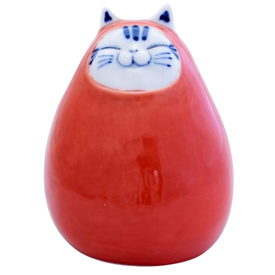 Arita Ware Yoshinori Kitagawa Daruma Cat Ornament Red/Striped