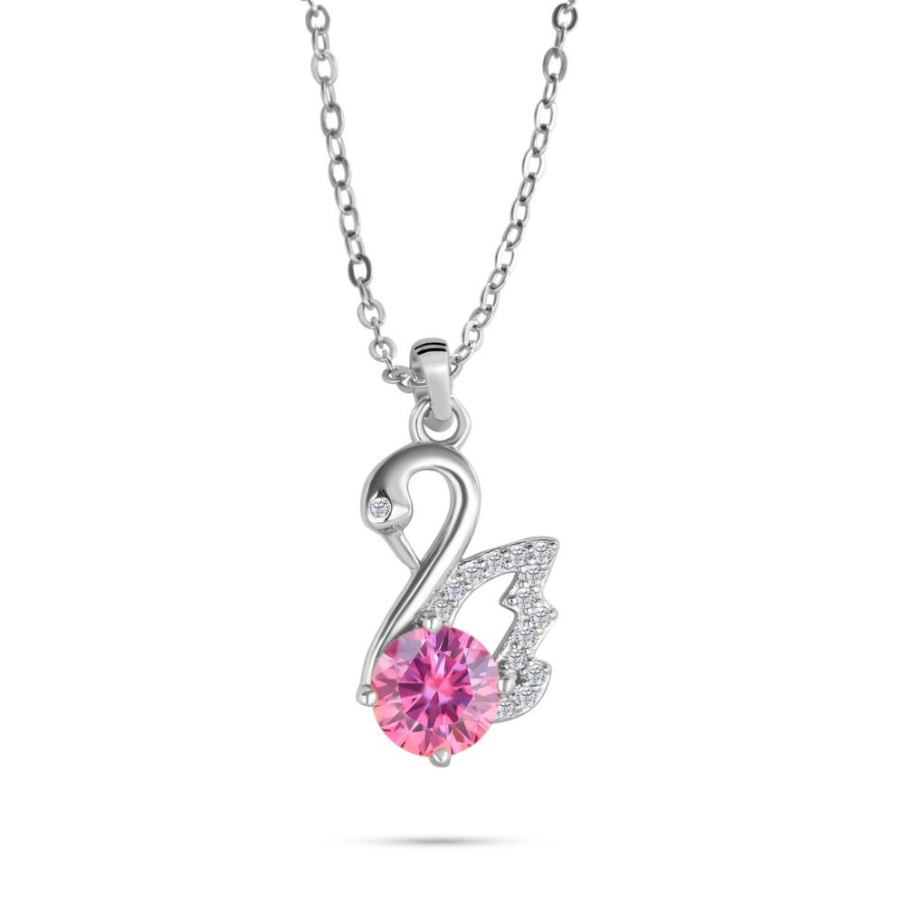Collana con Ciondolo Cigno 6,5 mm per Donna Design Minimalista Elegante Catena Clavicola D VVS1 Gioiello Delicato