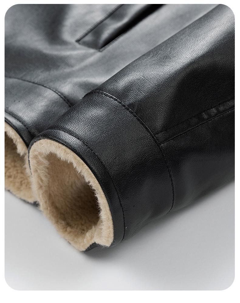Men's Thick Leather Fur-Lined Motorcycle Jacket - Autumn/Winter Collection