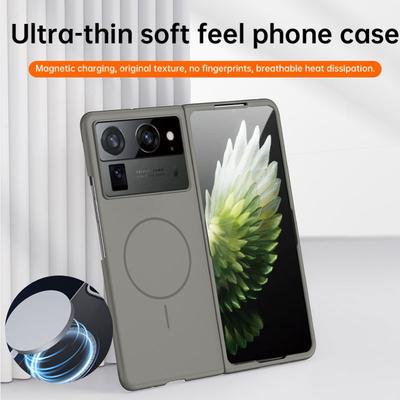 Magsafe itin plonas be rėmelio dėklas Tecno Phantom V Fold2 V Fold, matinis, belaidžio įkrovimo, kietas PC, atsparus smūgiams galinis dangtelis