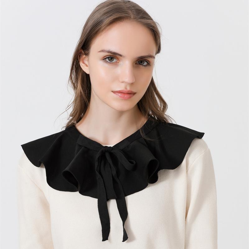 Fashion Ruffled Shawl False Collar Ribbon Decoration Necklace Lapel Blouse Detachable Shoulder Wraps Cape Girls Fake Collar