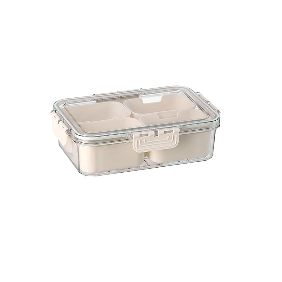 

Divided Serving Tray with Lid-Snackle Box Container for Portable Snack Platters-Clear Organizer for Candy, Lunch Bento Box