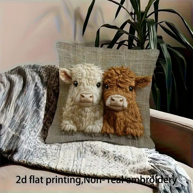 

Современная винтажная наволочка на молнии с двусторонним принтом «Друзья альпаки» 45 * 45