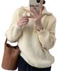 2024 Autumn/Winter Women's Zipper Pullover: Stand-Up Collar, Ribbed, Loose Knit Sweater