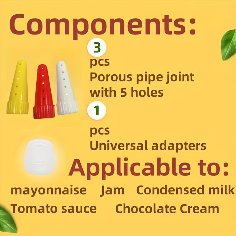 3Five Hole Designed Squeeze Bottle Nozzles 1Nozzle Adapter Suitable for Salad,Ketchup,Honey,Etc.an Ideal Choice for Home Kitchens,Perfect for Baking