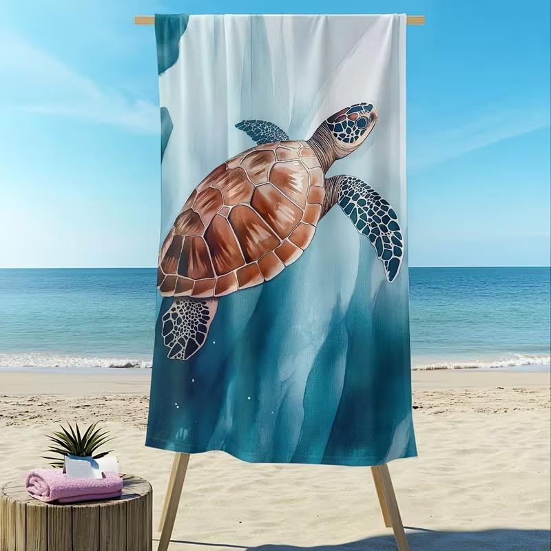 Starfish Conch Print Beach Towel Quick Dry Absorbent Sandproof Lightweight Towel for Summer Beach Vacation Camping