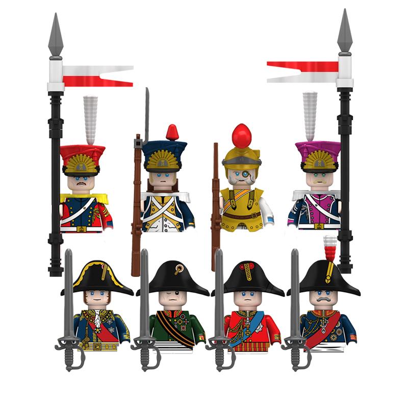 Medieval Napoleonic War Military Building Blocks Imperial Governor General Official French British Russia Marshal Soldiers Brick