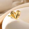 Zircon Heart Rings For Women Men Gold Plated Stainless Steel Heart Ring Wedding Engagement Aesthetic Jewelry Gift