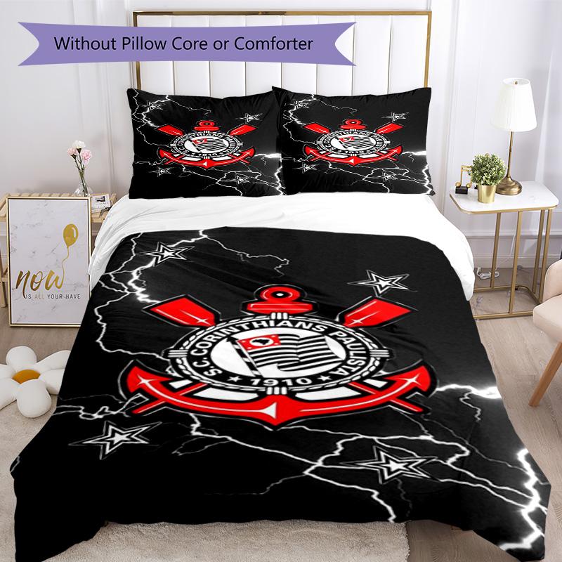Sport Club Football Crest Printed Pattern Duvet Cover Set – includes 1 duvet cover and 2 matching pillowcases Bedroom decor Christmas gifts
