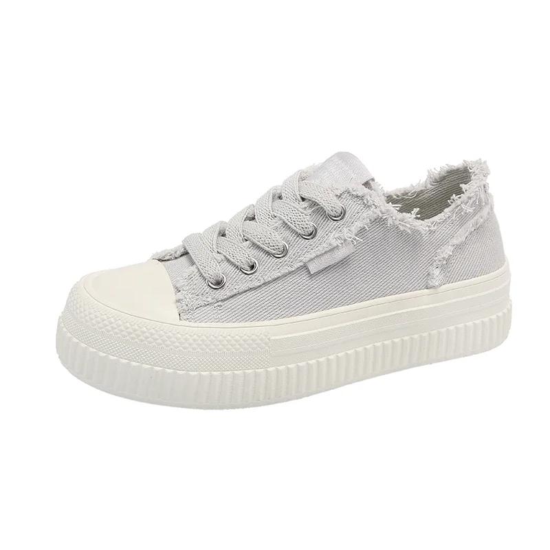Fashion Comemore Canvas shoes women casual flats 2025 New trendy Korean version lace-up fashion female spring/autumn shoes tenis jeans