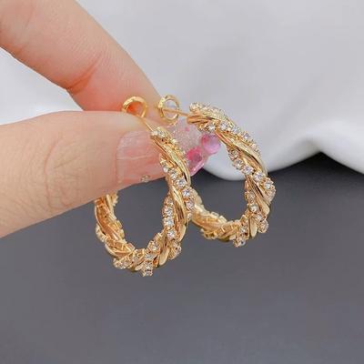 Fried Dough Twists Gold Earrings Light Luxury Premium Earrings Female Fashion Delicate Earrings