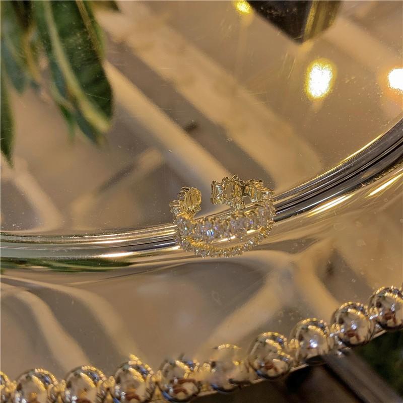 

Real gold electroplated zircon love chain open ring Dongmen fashion design sense index finger ring versatile jewelry women