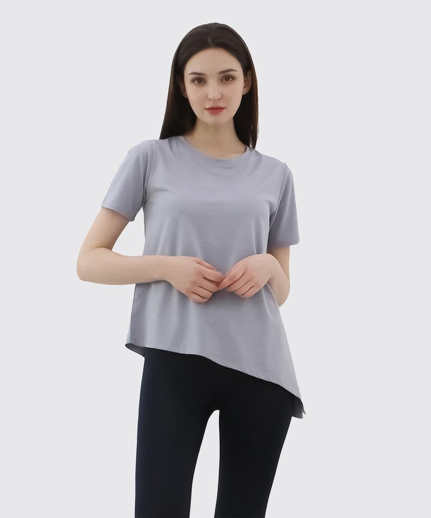 NOKJOK Amuse Side Slit Short Sleeve T-Shirt Running Yoga Wear Pilates Wear (Type B)