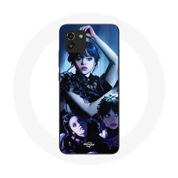 Coque - maniacase - Samsung Galaxy A03 - Noir - Mercredi Addams - Souple