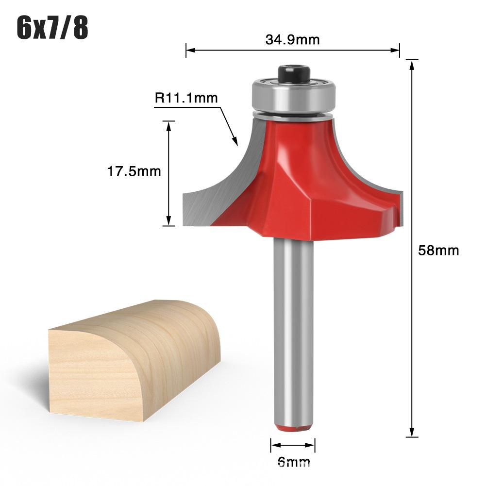 Woodworking Bearing Round Corner Cutter Trimming Machine Cutter Head Chamfering Slotting Engraving Woodworking Cutter Gong Cutter 1/4 Handle 6 Handle