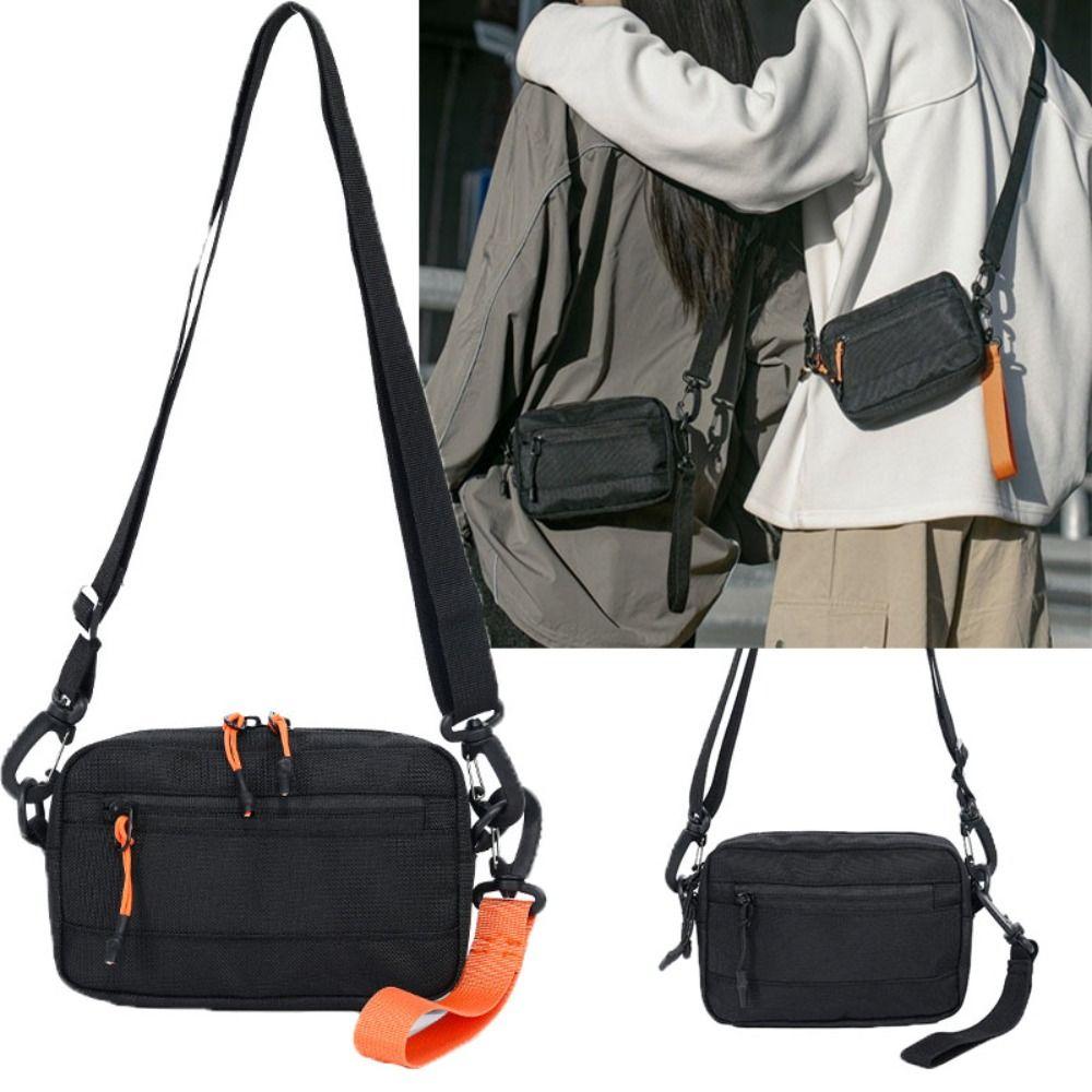 Casual Square Nylon Crossbody Bag Lightweight Adjustable Single Shoulder Bag Solid Color Korean Style Messenger Bag Travel