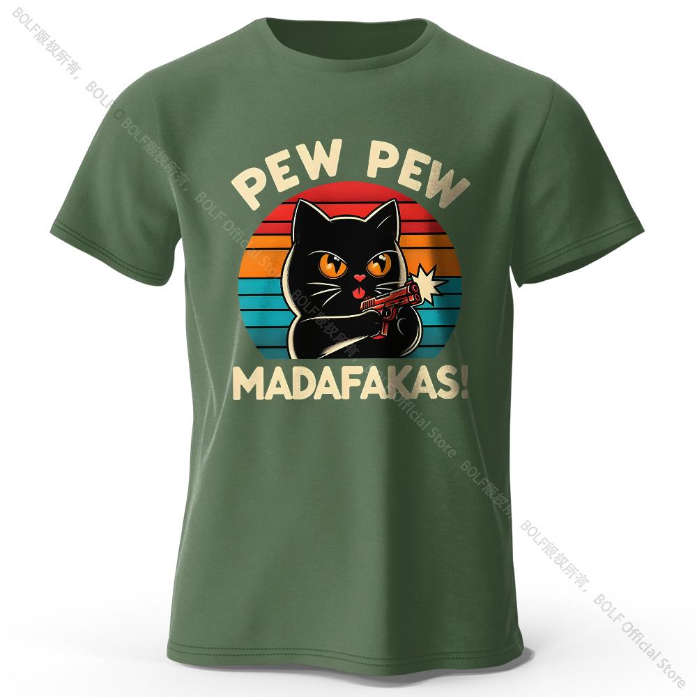 Cute Hand-Drawn Cat Doodle Print 100% Cotton T-Shirt, Ultra Soft Round Neck Short Sleeve Tee for Men & Women