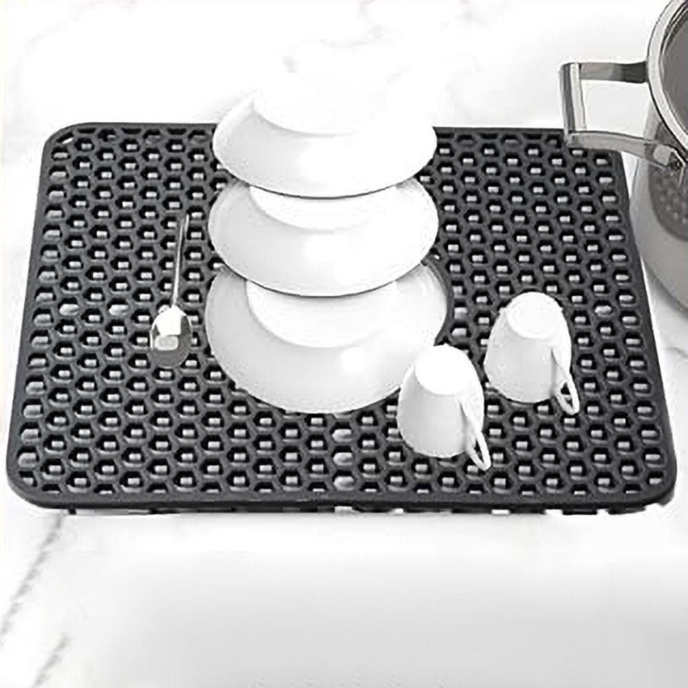 Heat Insulation Kitchen Sink Mat Hollow Drain Pad Kitchen Accessories Dishes Drying Mat  Tableware