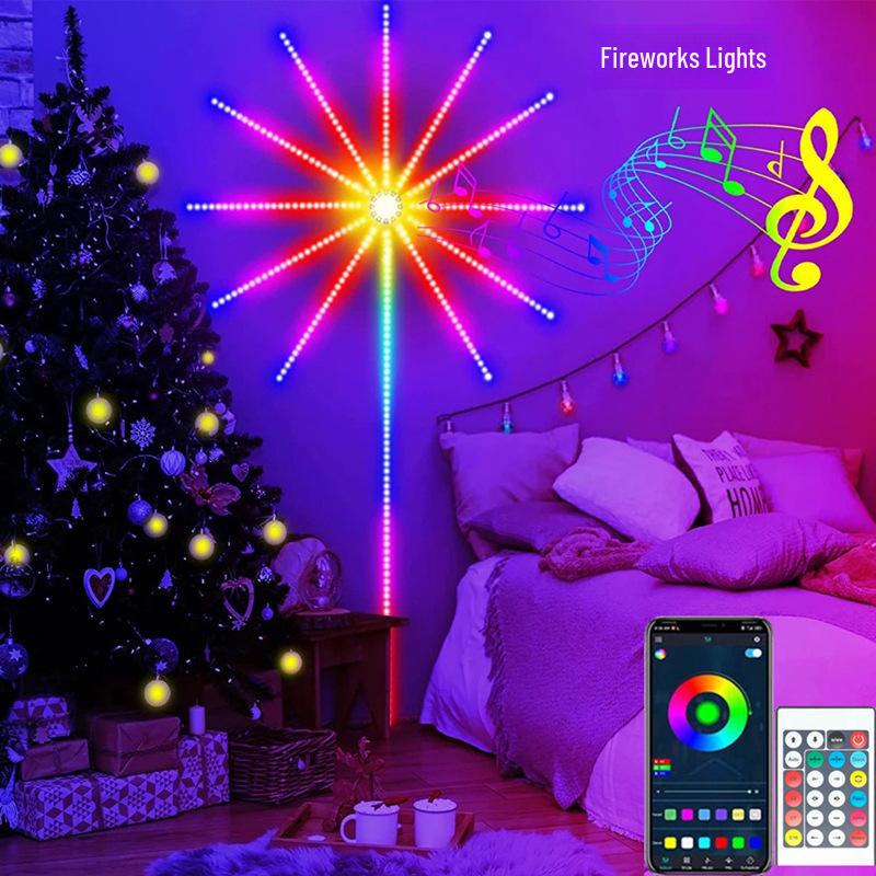 5V LED Fantezi Havai Fişek Işığı: Uygulama Kontrollü Bluetooth Ritmik Dekoratif Atmosfer E-Spor için
