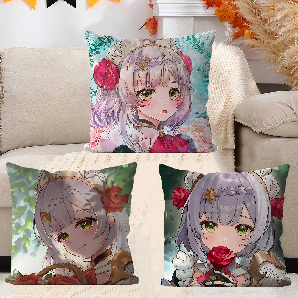 Genshin Impact N-Noelle Cushion Cover Car Throw Pillow Case For Sofa Car Christmas Gift 40x40cm 45x45cm