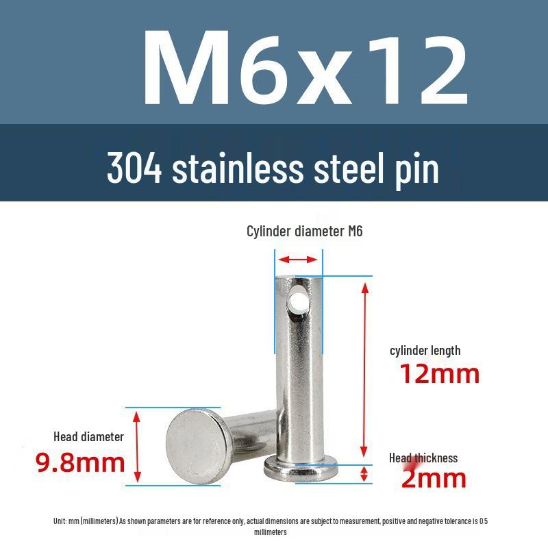 304 Stainless Steel Cylindrical Flat Head Positioning Pin with Hole (M3-M10)