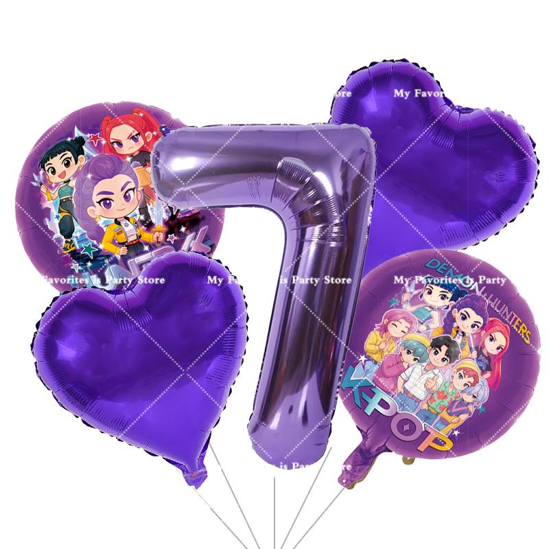 Kpop Demon Hunters Children Birthday Party Decoration Ball Number Digit 1-10 Balloon Set Baby Shower Supplies Gift Toy s Round Sensory Compression