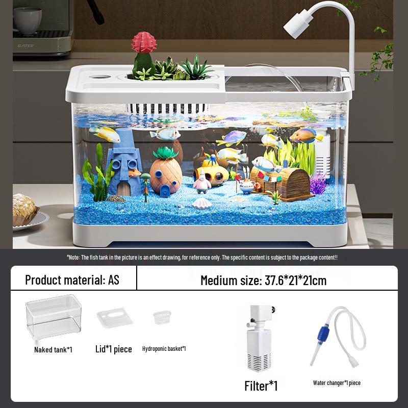 Acuario de Peces Betta de Alta Definición con Filtro y Oxigenador Integrados para Decoración de Sala de Estar