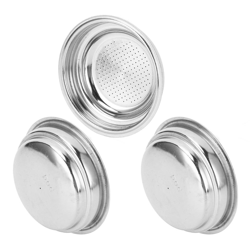 3pcs Stainless Steel Coffee Filter 51mm Pressurized Filter Basket Reusable Coffee Powder Filter Bowl
