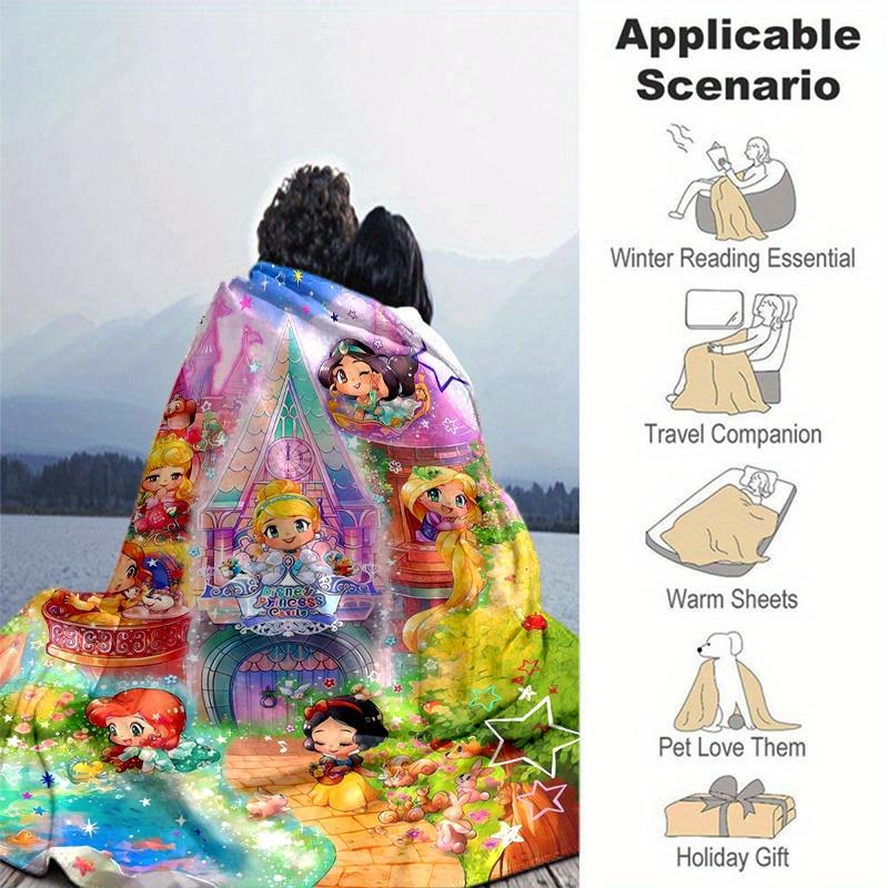 1 szt., Księżniczki Disneya (3) Przytulny flanelowy koc idealny prezent do sypialni, salonu, na podróż, kemping, do samochodu
