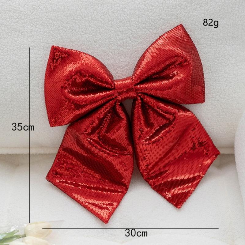 Large Ribbon Bows Christmas Tree Ornament Handmade Birthday Gift Colorful Sequins Fabric Bowknot Party Accessories