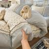 Korean Style Lace Skin-Friendly Double Layer Gauze Printed Bedding Set - Three or Four Pieces 