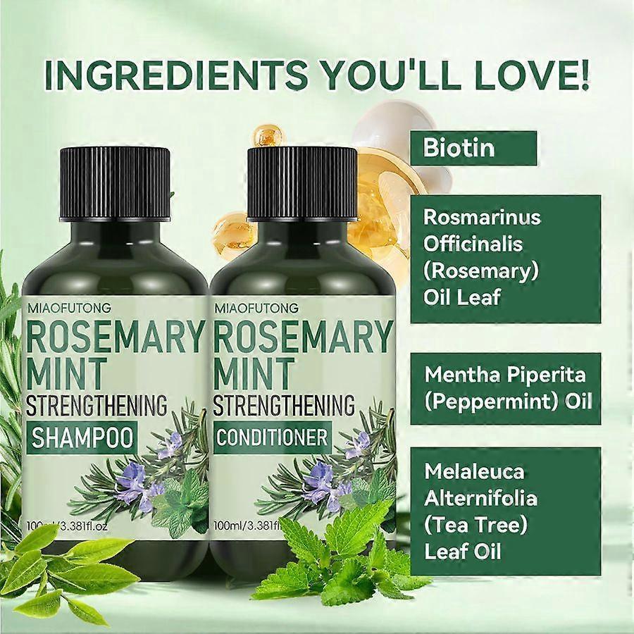 Rosemary & Mint Strengthening Shampoo and Conditioner, Nourishment & Smoothness for Thin Hair, Reduce Frizz and Add Shine for All Hair Types