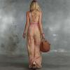V Neck Oil Painting Floral Print Jumpsuit Womens Loose Fit Long Pants Sleeveless High Waist