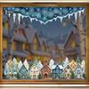 Indoor Festive Atmosphere Decor Christmas Winter Village Static Window Clings, Snowflake Snow House Reusable Film Stickers, Removable Decals for Xmas