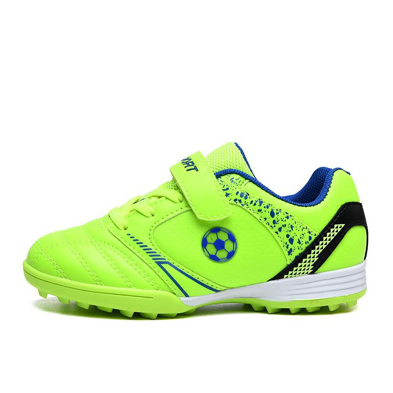 Kids' Breathable Velcro Soccer Shoes, Lightweight Studded Football Trainers for Boys & Girls, Ideal for Grass Fields.