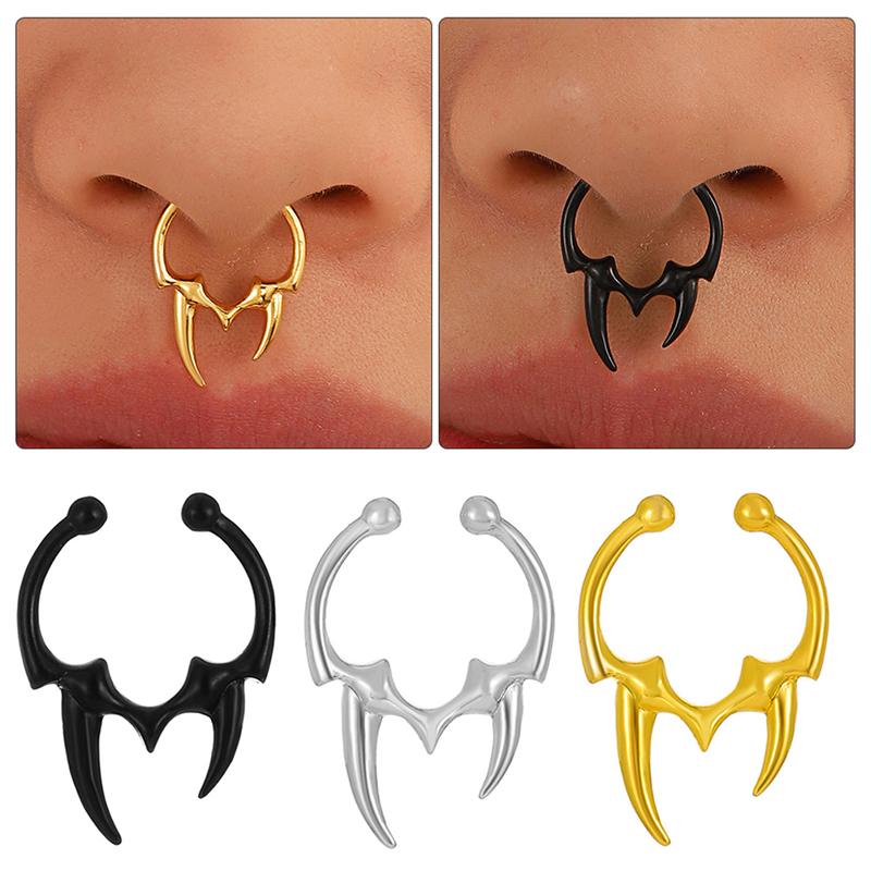 Gothic Horn Nose Clip Non Piercing Fake Nose Ring Non Perforation Body Jewelry