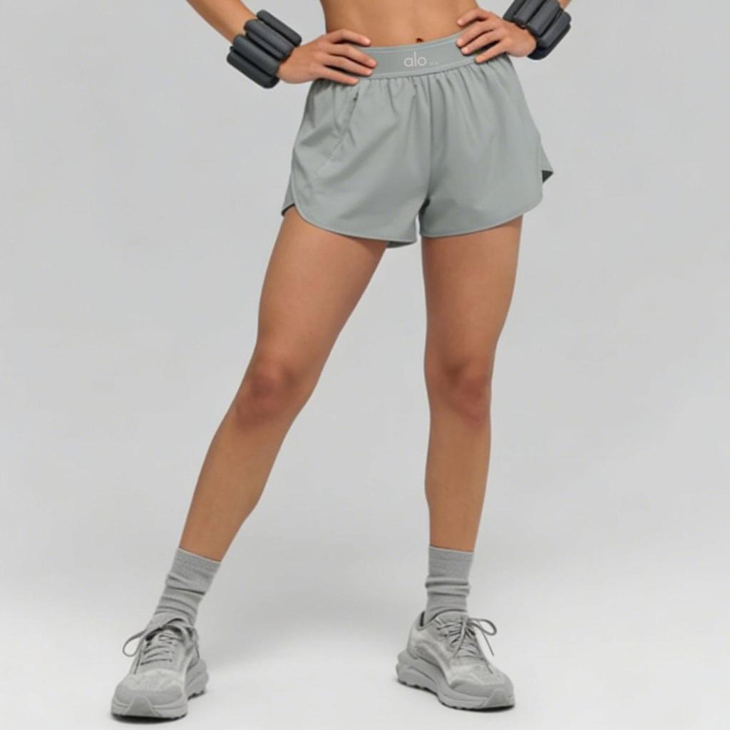 Alo Sco Women's Hip-Lifting Yoga Shorts: Quick-Dry Three-Quarter Length for Exercise, Fitness, Running, and Marathon