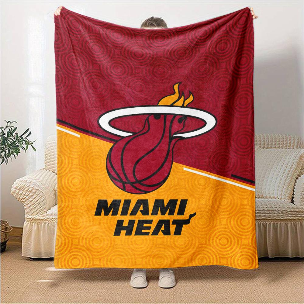 Miami Heat Theme Printed Blanket - Perfect for Couch, Bed, Travel & Outdoor Use | Machine Washable, Cozy & Durable.