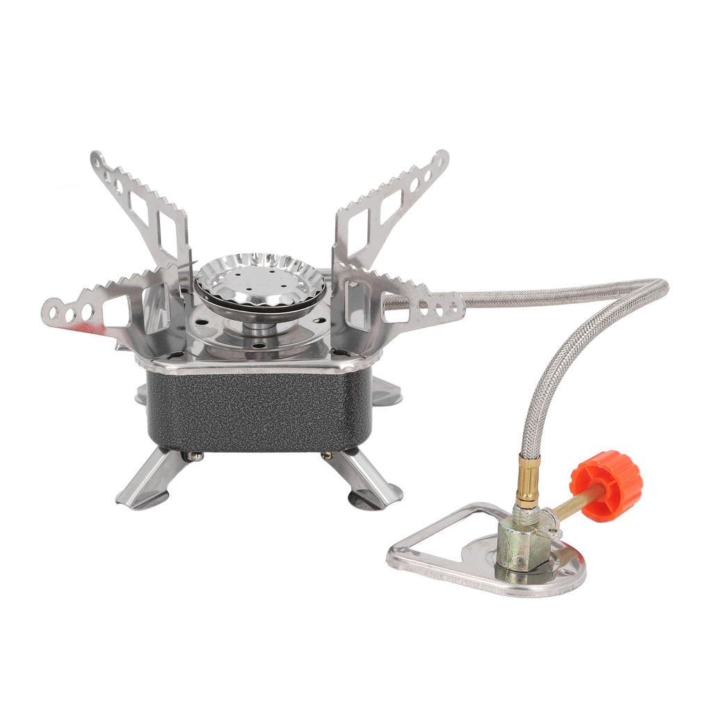 Camping Stove Folding Stable Support Wind Resistant High Efficiency Portable Gas Stove for Outdoor Hiking Black