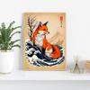 Japanese Great Wave of Animal Capybara Lion Shiba Inu Tiger Vintage Poster Canvas Printing Wall Art Picture for Room Home