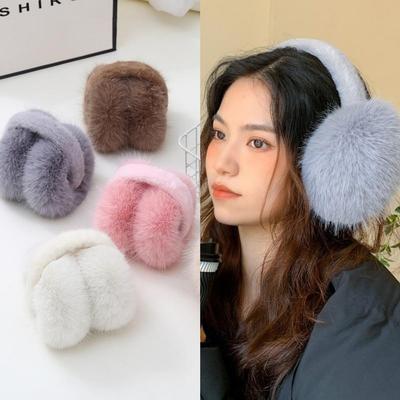Damen Winter Fuchspelz Poggle Einfache Ohrenwärmer
