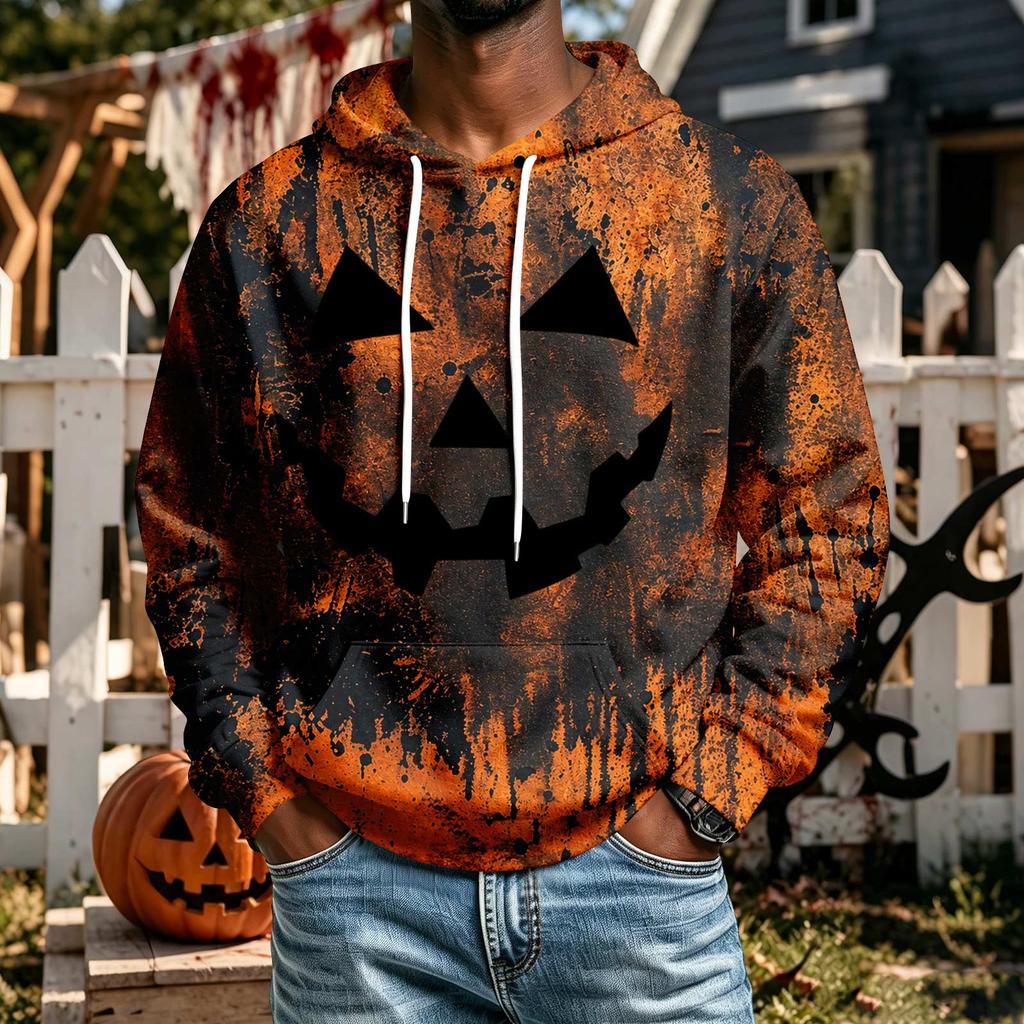 Men's Halloween Hoodie with Pocket, Casual Comfortable Pullover Sweatshirt for Everyday Wear