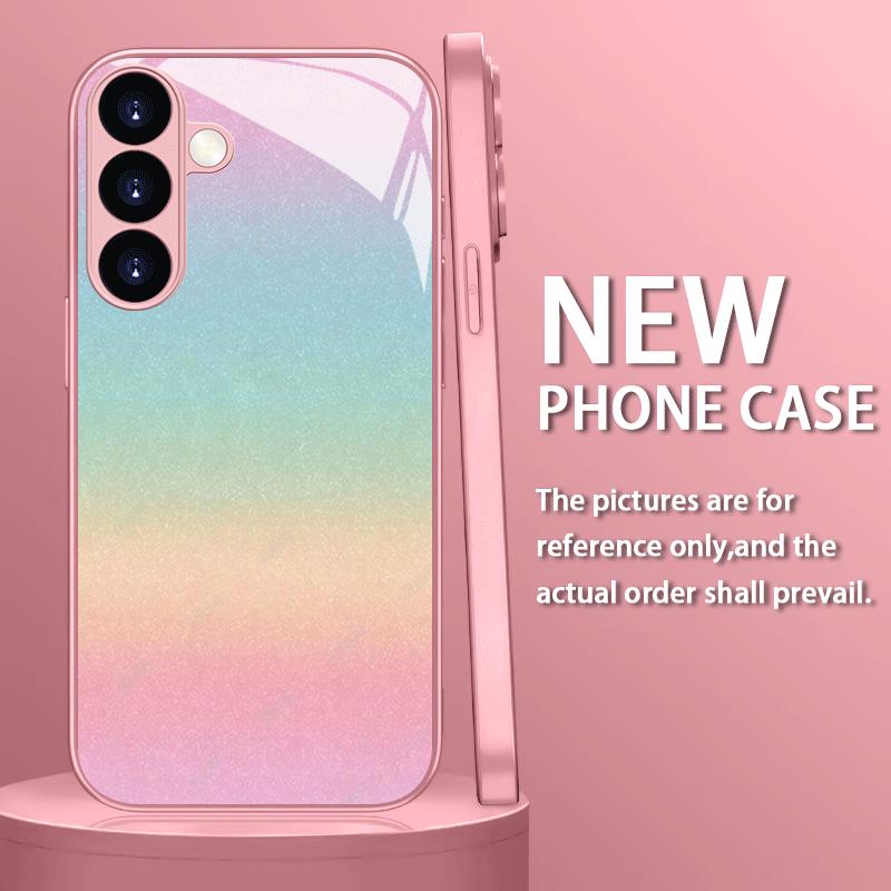 New Sparkle Powder Pattern PhoneCase Glass PhoneCase for Samsung Galaxy S26 S25 S24 S23 S22 S21 FE Ultra Plus Girls' Version