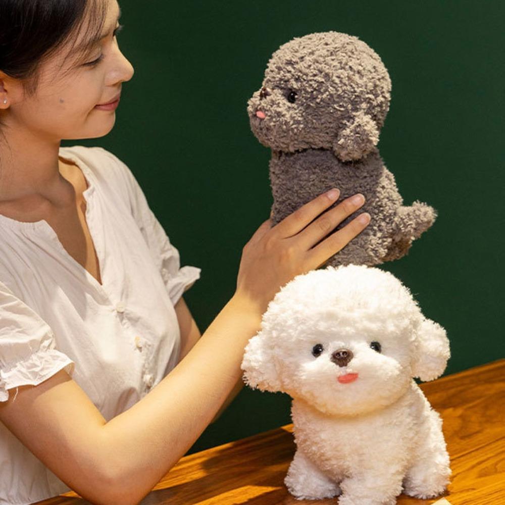 Simulation Bichon Frise Plush White Gray Puppy Plushies Doll Plush Dog Toy  Xmas Birthday Gifts