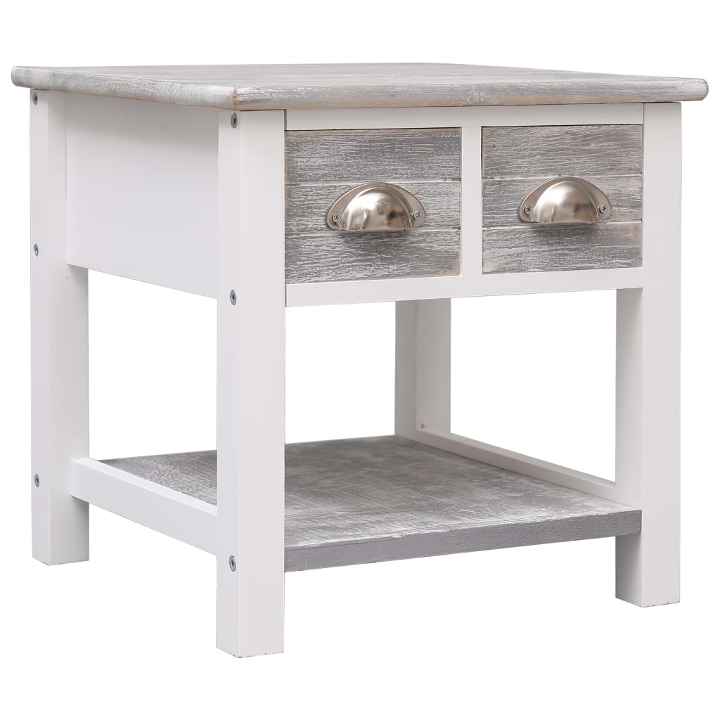Side Table Gray 40 x 40 x 40 cm Paulownia Wood