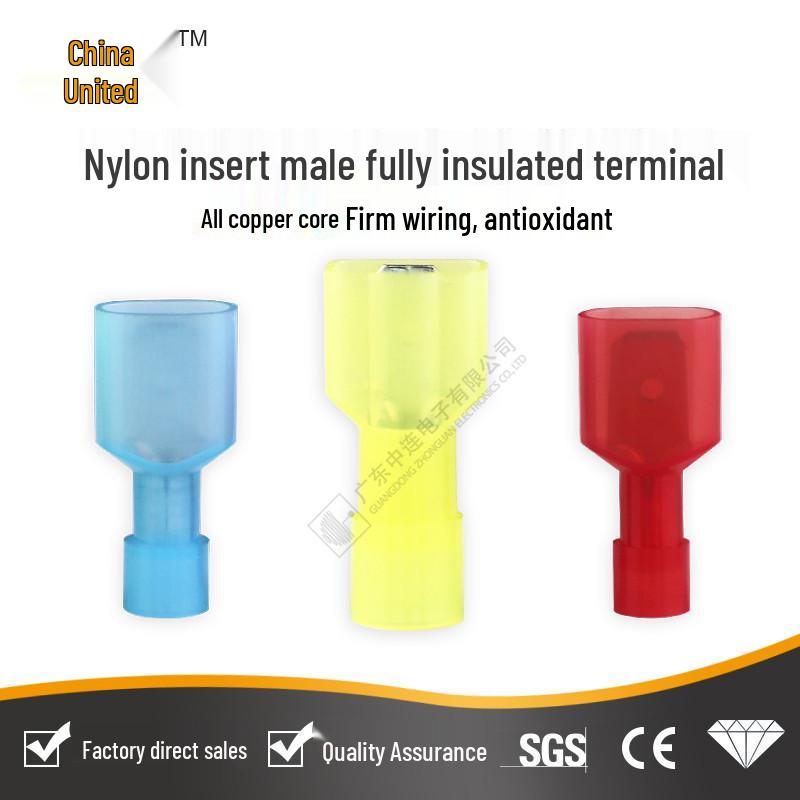 Mid-Nylon Insulated Pin Terminal: Quick Male-Female Block for Cold Crimp Mating Wire