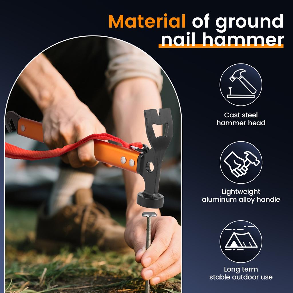 Marteau de Camping Maillet Multifonctionnel pour Tente Piquets de Tente Extérieurs Maillet Essentiel Outils de Camping en Plein Air Alpinisme Randonnée